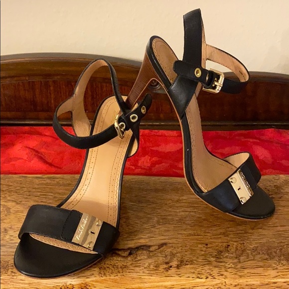 Brooks Brothers black leather high heel sandal 8.5 - Picture 1 of 6